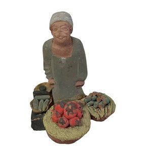 Vintage Collectible Christmas Nativity Figurines Old Man Vegetables Vendor 3 1/2